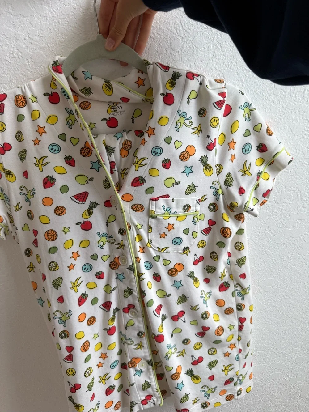 Roller Rabbit White Fruit & Emoji Short Sleeve Pajama Set